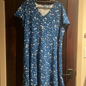 Draper, James, blue floral cotton dress